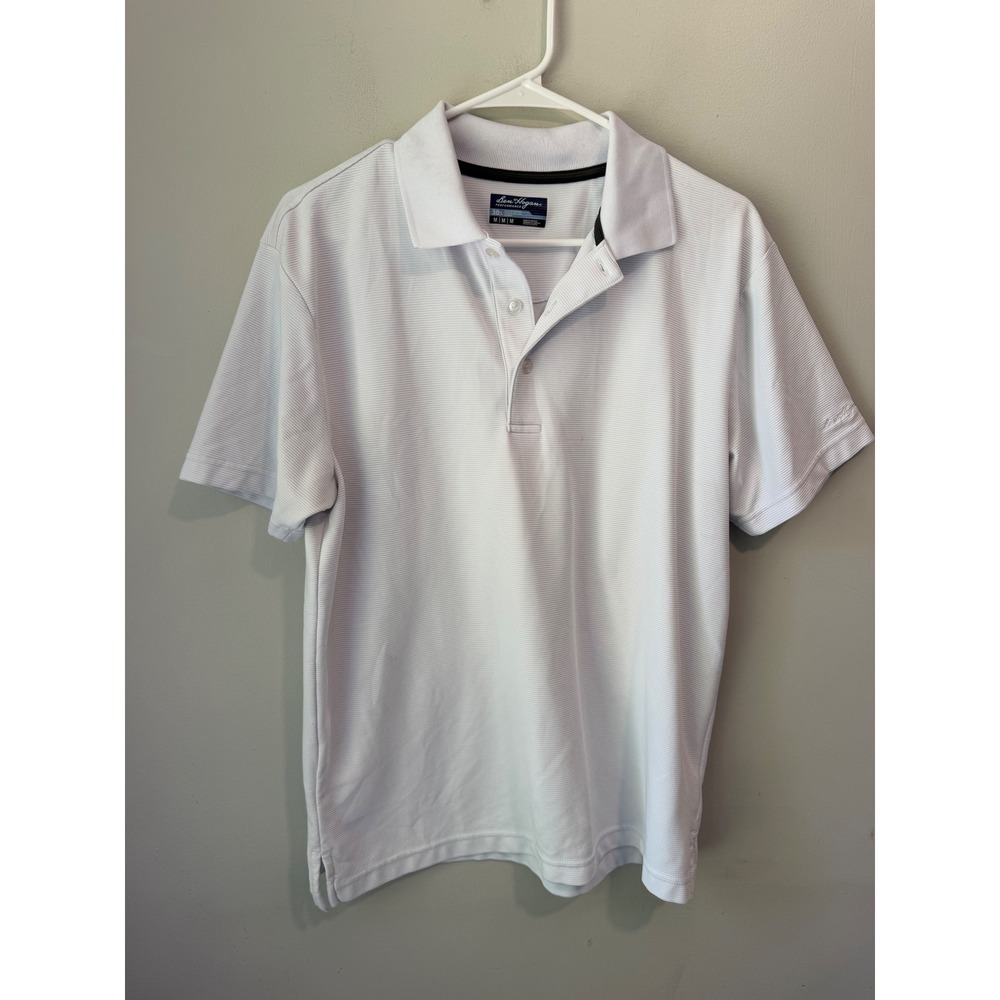 Ben Hogan Performance Mens White Textured Short Sleeve Golf Polo Shirt Medium